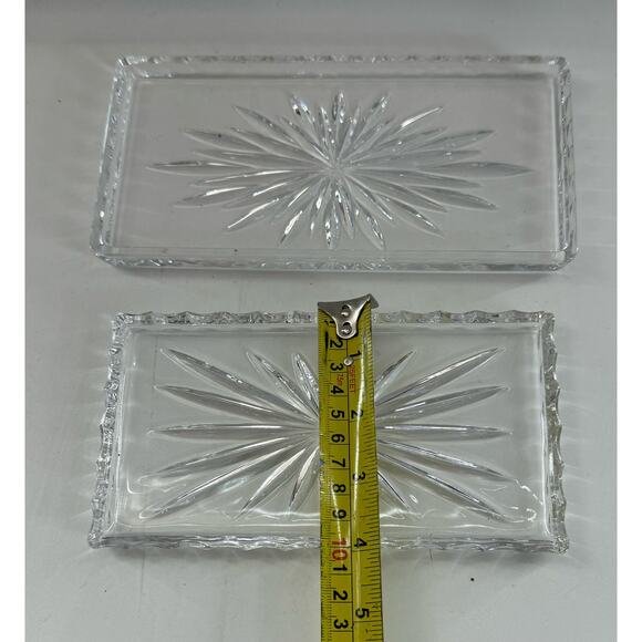 Lot Of 2 Vintage Sunburst Crystal Vanity Trays - Picture 5 of 7
